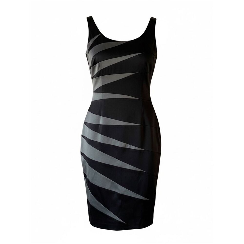 JAX Sleeveless Color-block Geometric Sunbeam Sheath Bodycon Cocktail Dress